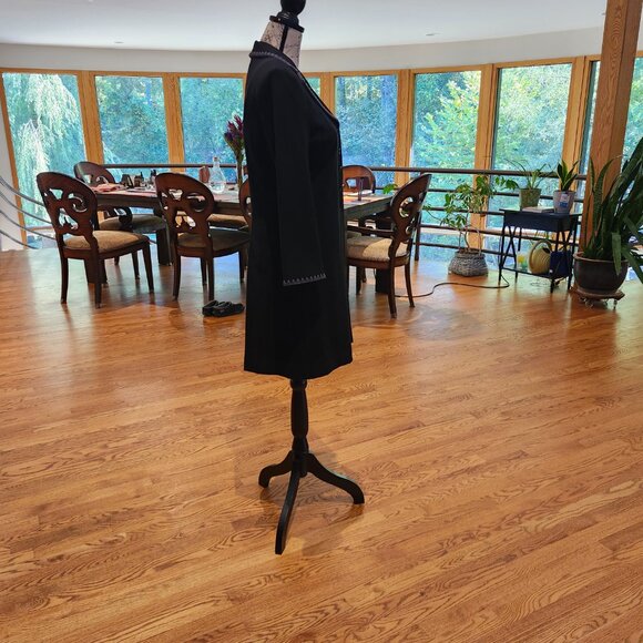 NANETTE LEPORE Duster Dress Suit Black with Gray Crochet Trim - Picture 5 of 16